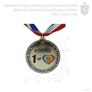 Department of Social Welfare and Devevlopement (DSWD) Search for Pantawid Pamilya Exemplary Children Award Gold Medal 3 inch